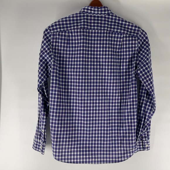 J Crew Men's Blue White Gingham Button Down Shirt Long Sleeve Size Medium preppy - Picture 7 of 7